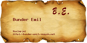 Bunder Emil névjegykártya